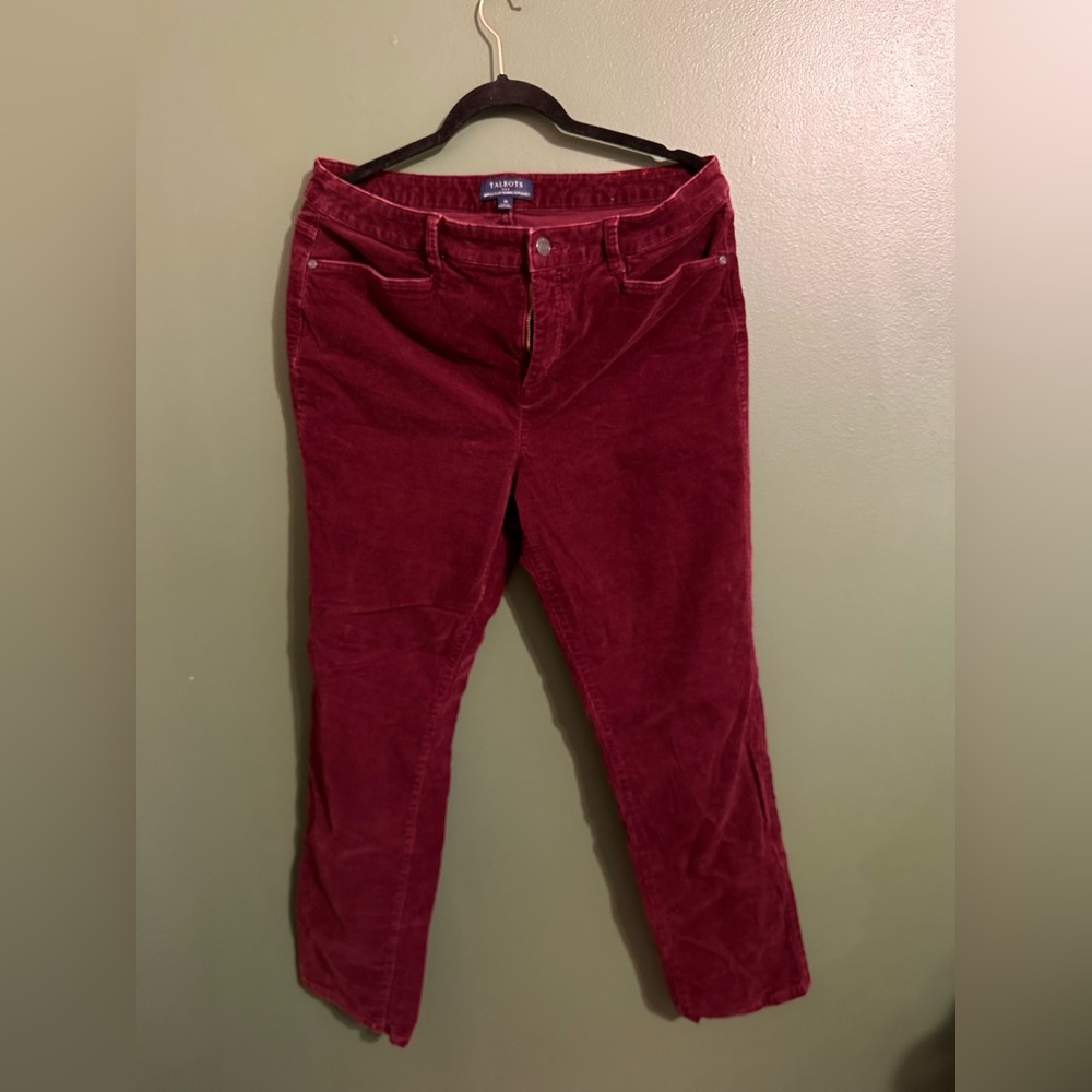 Corduroy, maroon pants. Size 14.